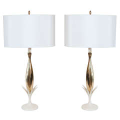 Pair of Mid Century Brass Table Lamps