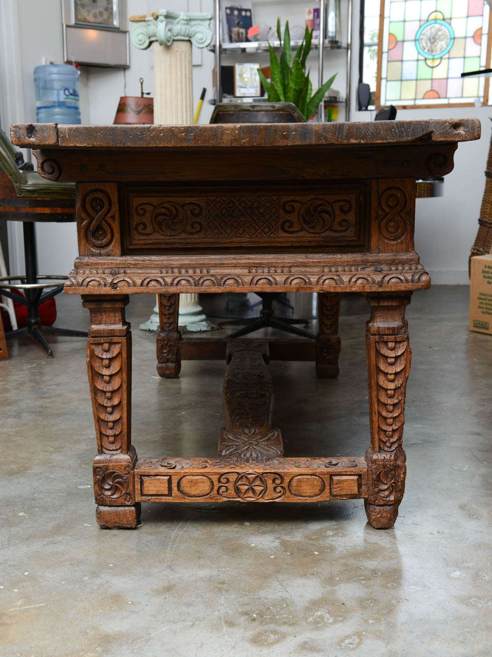 Wood Hand Carved Monk's Desk