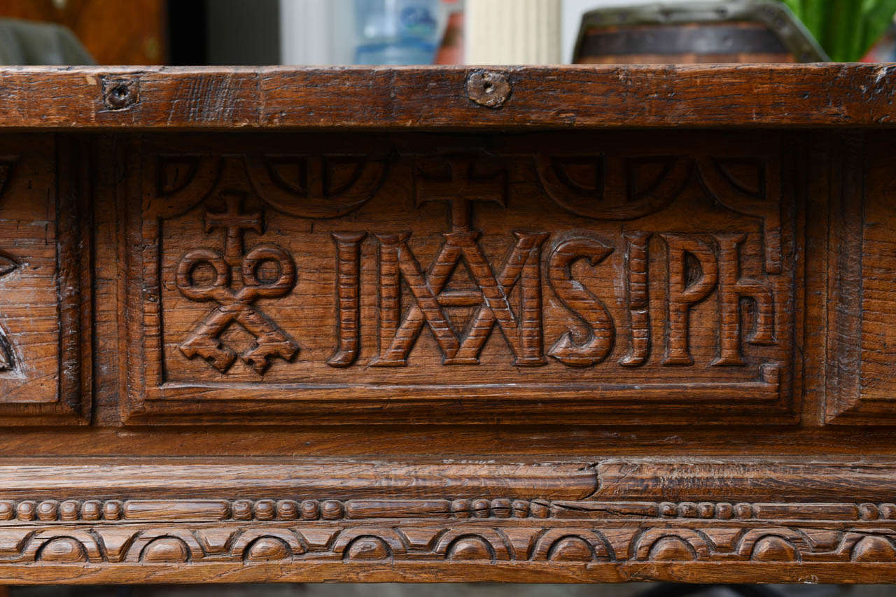 Hand Carved Monk's Desk 2