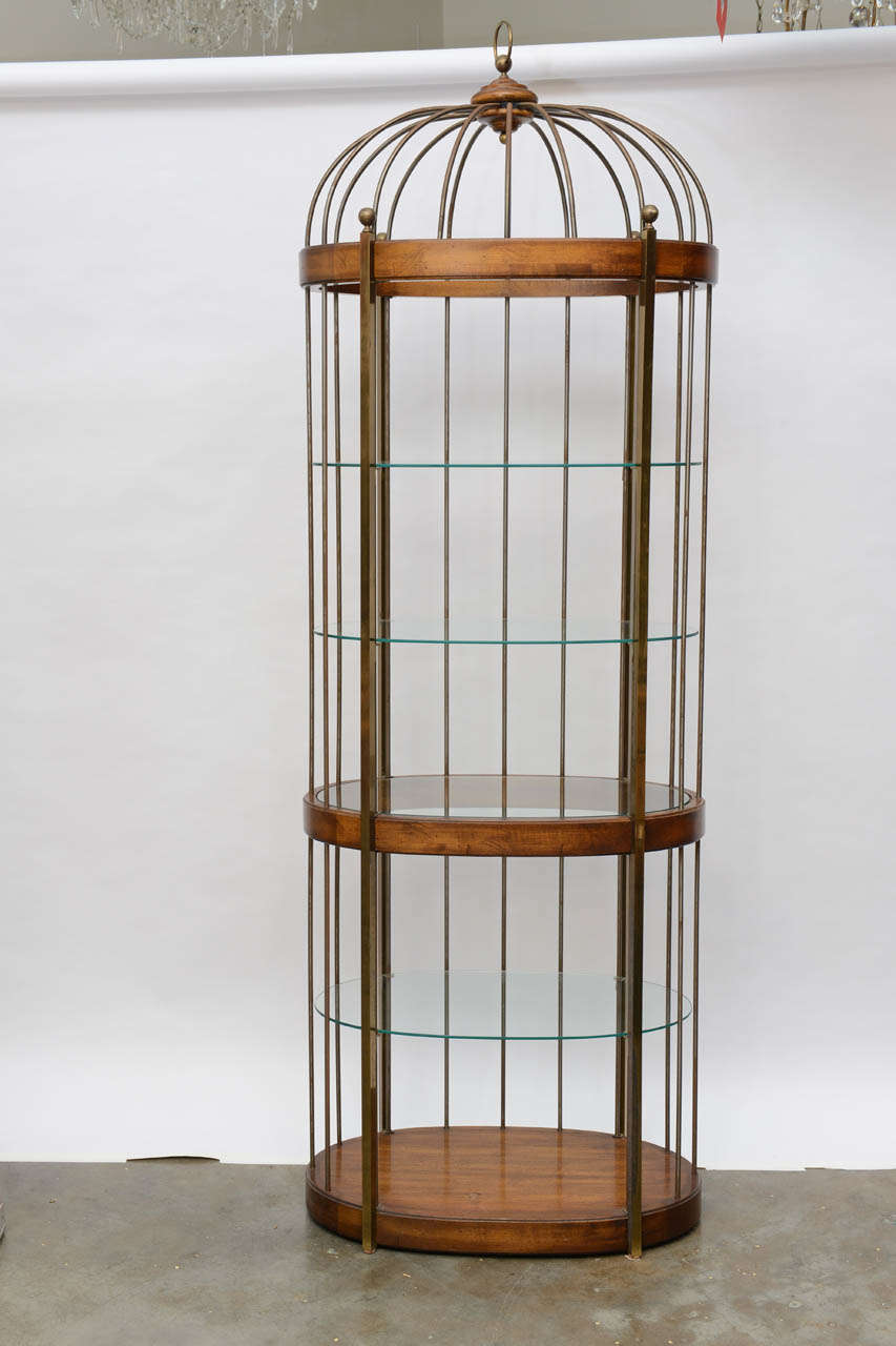 American Wood & Brass Birdcage Etagere