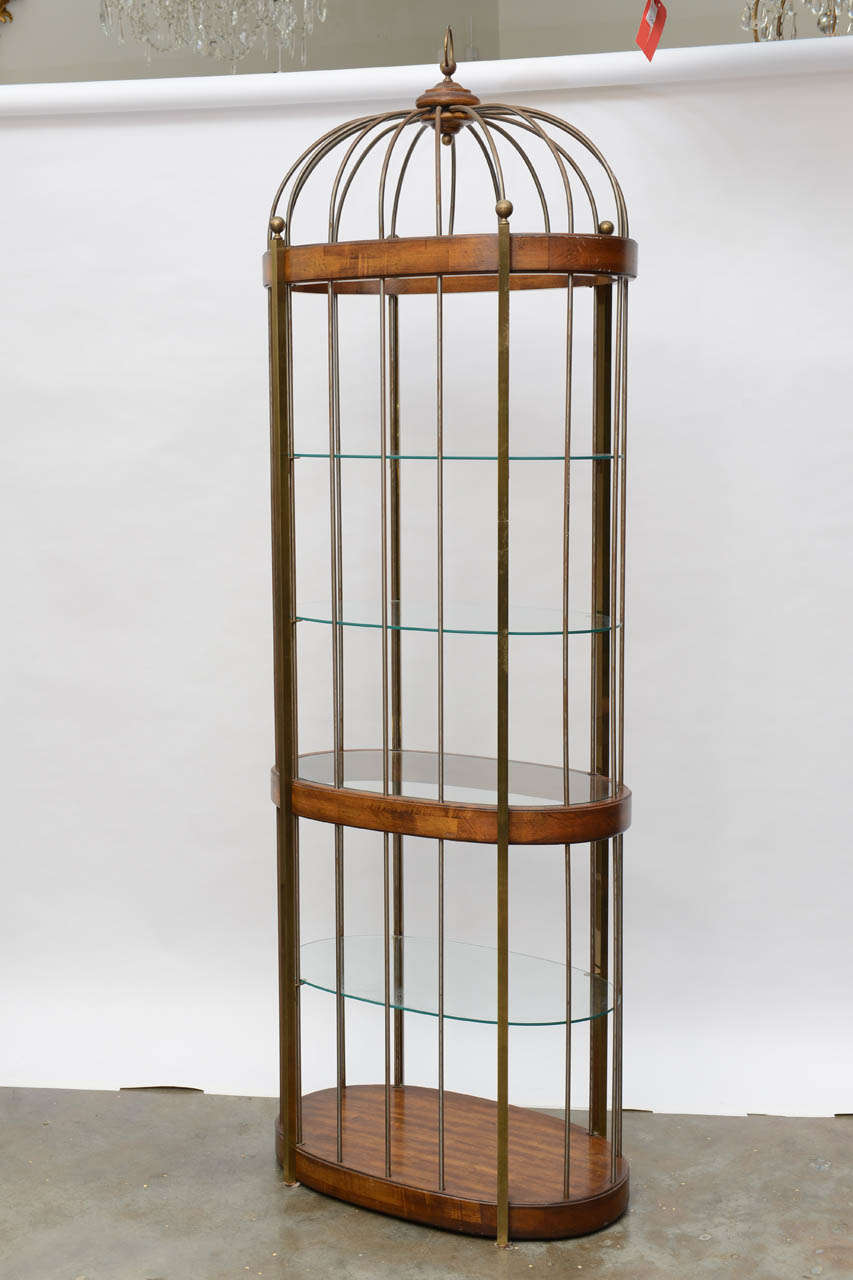 Wood & Brass Birdcage Etagere 1