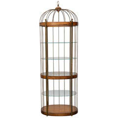 Wood & Brass Birdcage Etagere