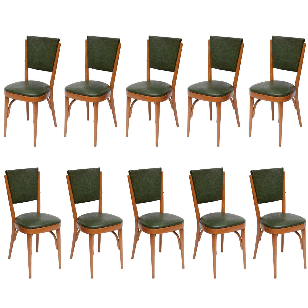 Modernist Set of Ten Italian Dining / Bistro Chairs Italy