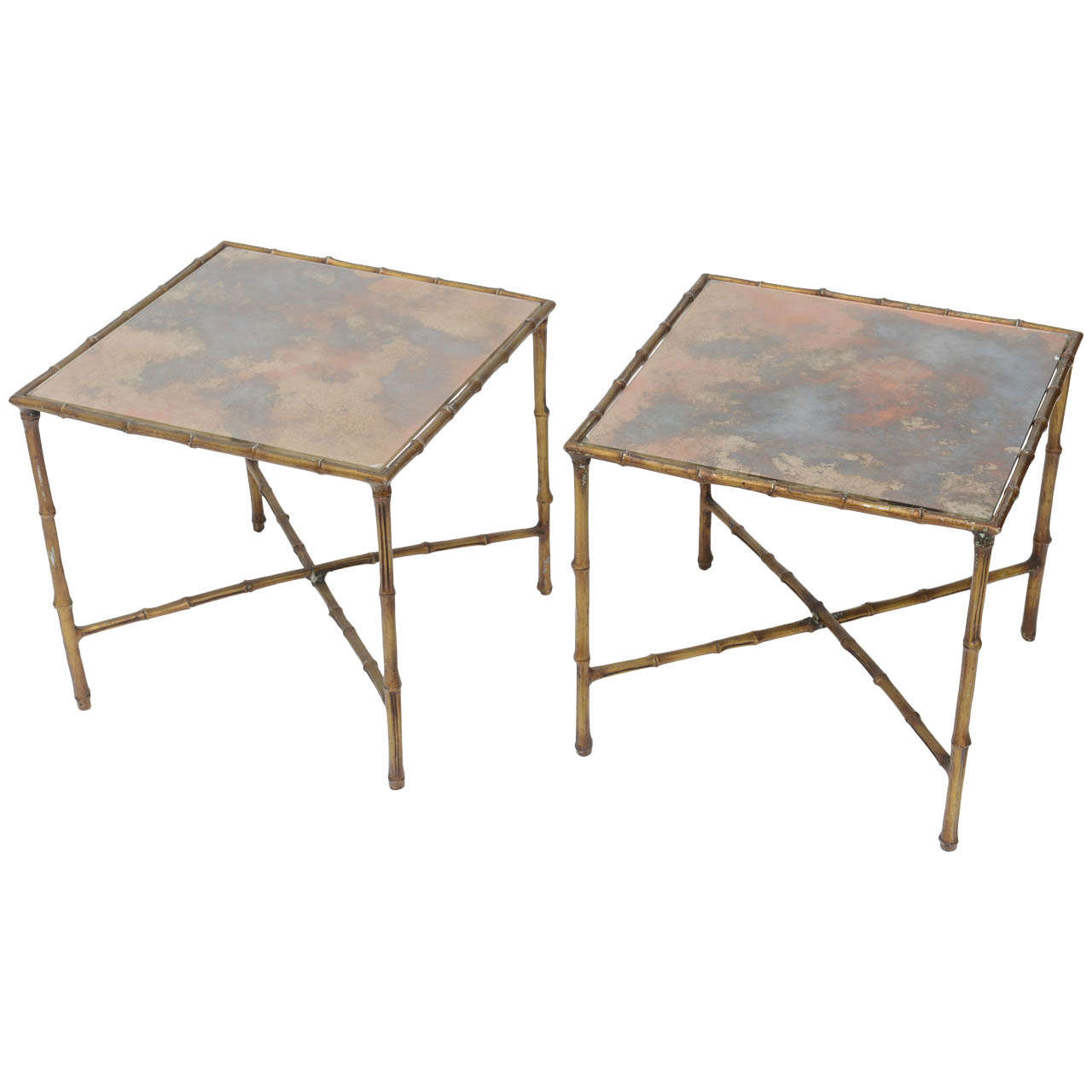 Pair of Eglomisé Painted Side Tables