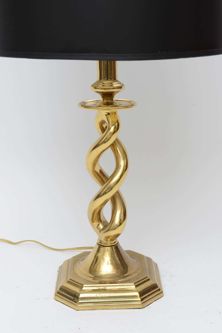 American Pair of Twisted Table Lamps