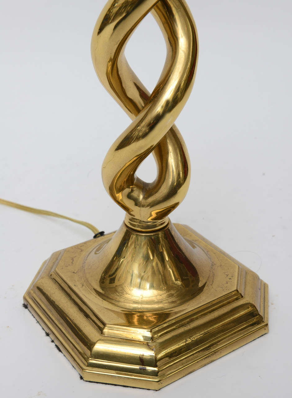 Brass Pair of Twisted Table Lamps