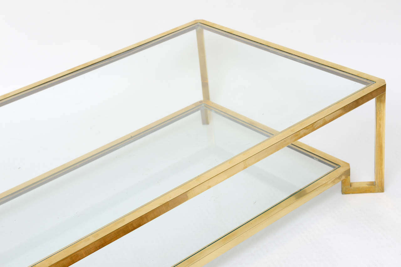 Laiton Table basse italienne à 2 niveaux en laiton
