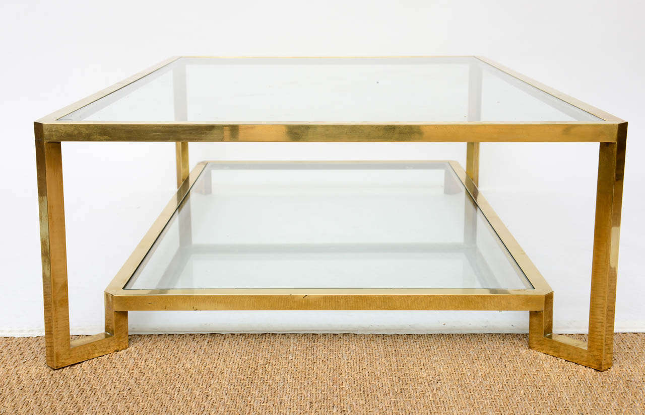 Table basse italienne à 2 niveaux en laiton 5