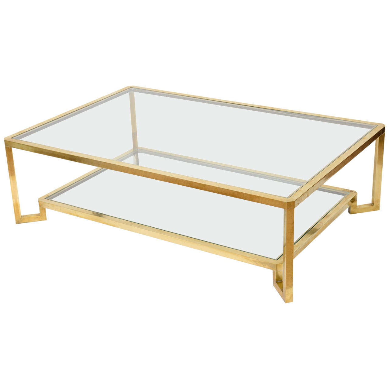 Table basse italienne à 2 niveaux en laiton
