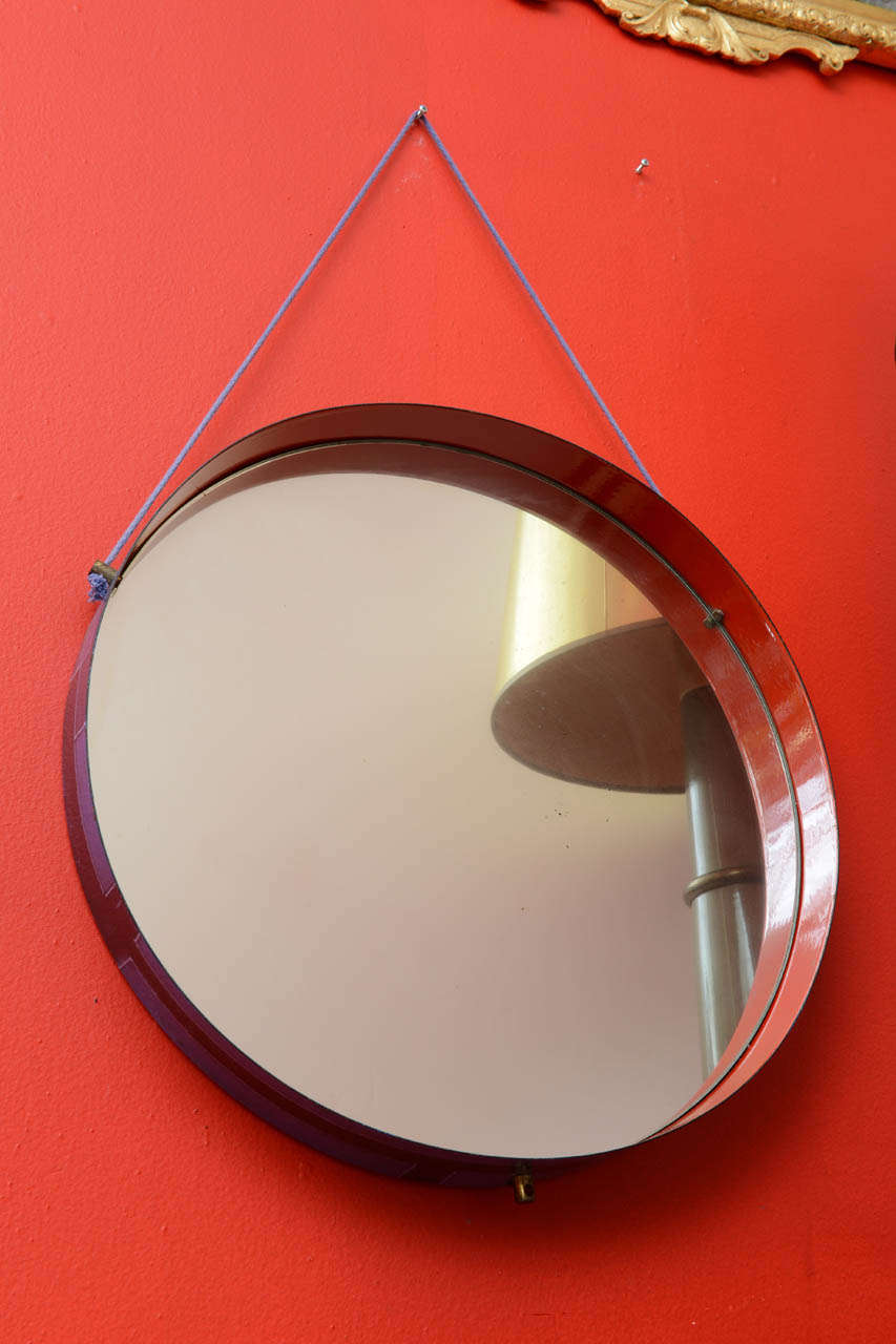 Mid-Century Enameled Mirror from Italy In Excellent Condition In Miami, FL