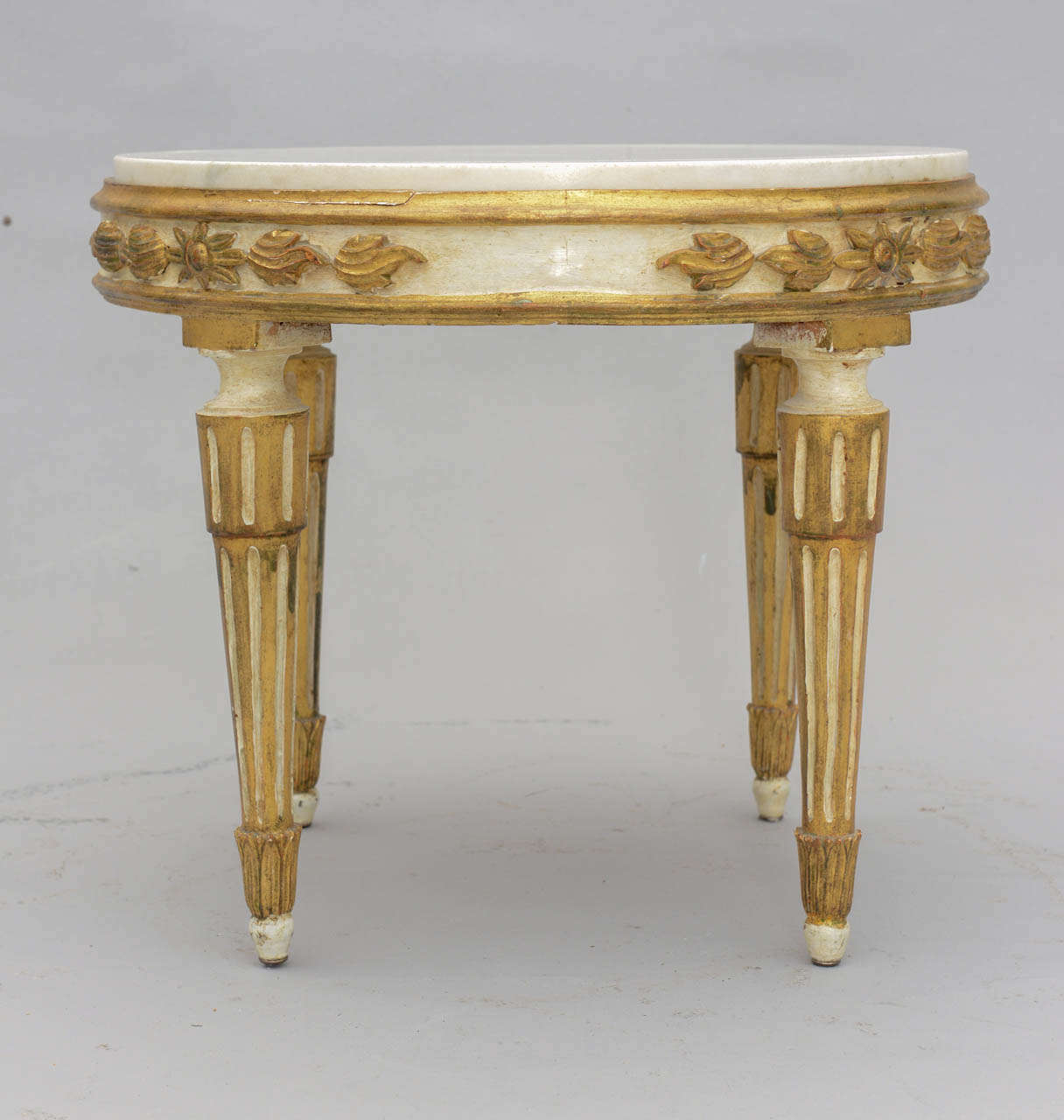 Louis XVI Giltwood Accent Table with Carrara Marble Top In Excellent Condition In West Palm Beach, FL