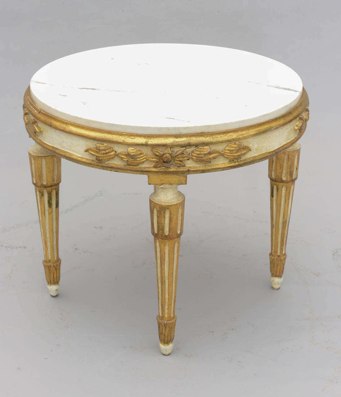 Louis XVI Giltwood Accent Table with Carrara Marble Top 1