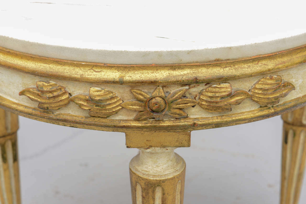 Louis XVI Giltwood Accent Table with Carrara Marble Top 2