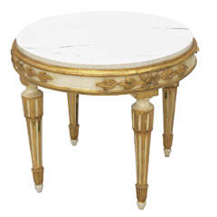 Louis XVI Giltwood Accent Table with Carrara Marble Top 10