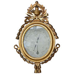 18c. French Louis XV Carved Giltwood Barometer