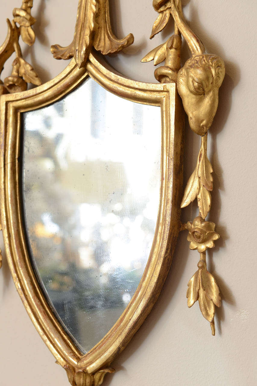 Miroir Paire d'appliques à miroir en bois doré du XIXe siècle en vente