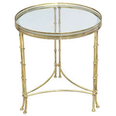 Faux Bamboo Brass End Table with Glass & Mirror Top