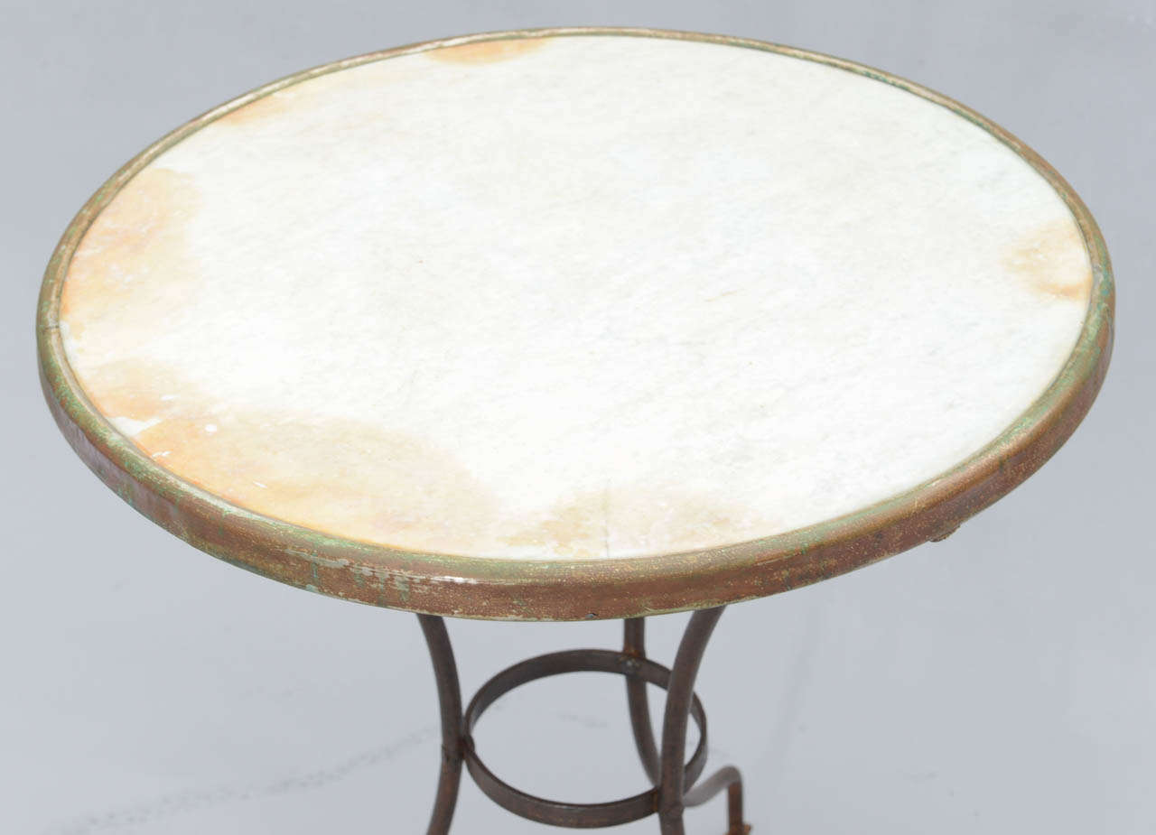 Round Cafe Table with Marble Top In Distressed Condition In West Palm Beach, FL