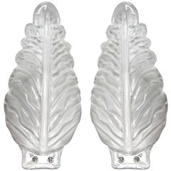 Pair Of Large Murano Blown Leaf Sconces