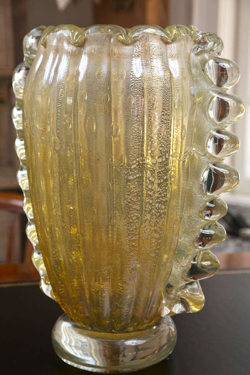 Stunning Pair of Gold and Silver Blown Vases 4