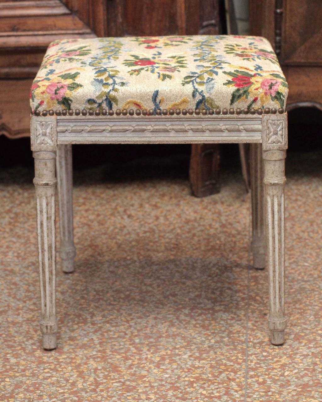 Pair Louis XVI French Painted Stools 1