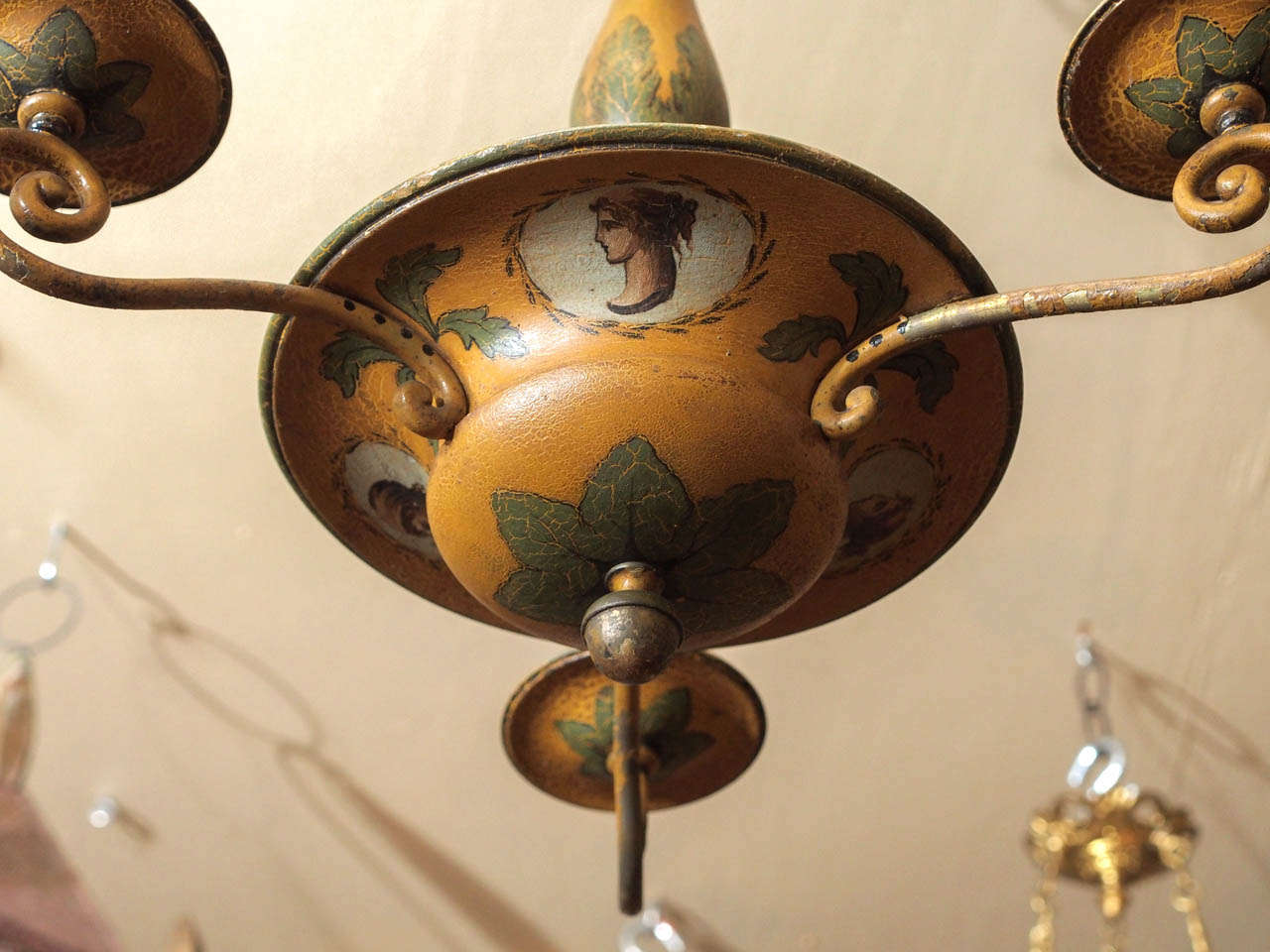 Tôle French Painted Tole Chandelier