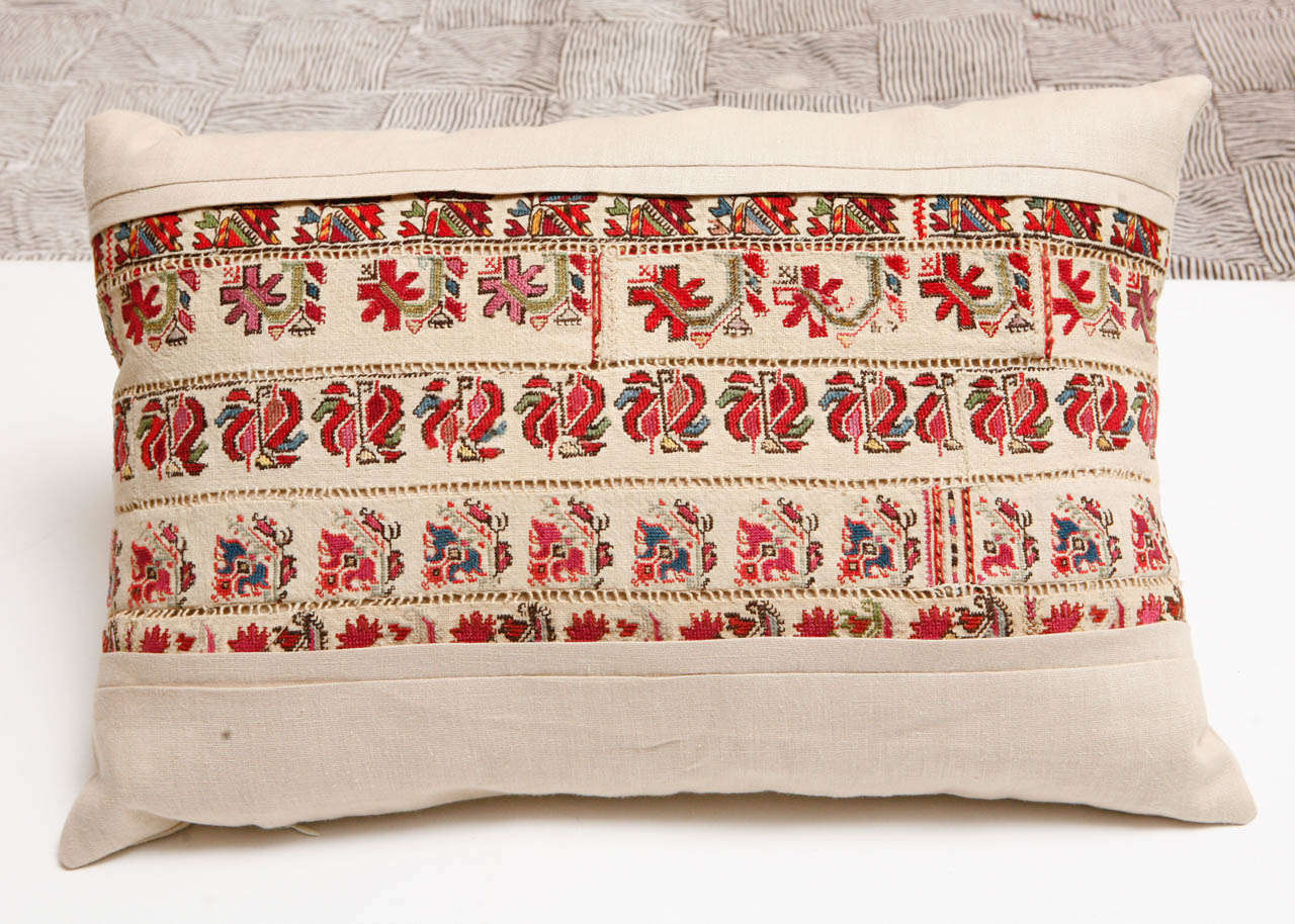 Greek Island Embroidery and Pull Work Pillows. In Excellent Condition In Los Angeles, CA