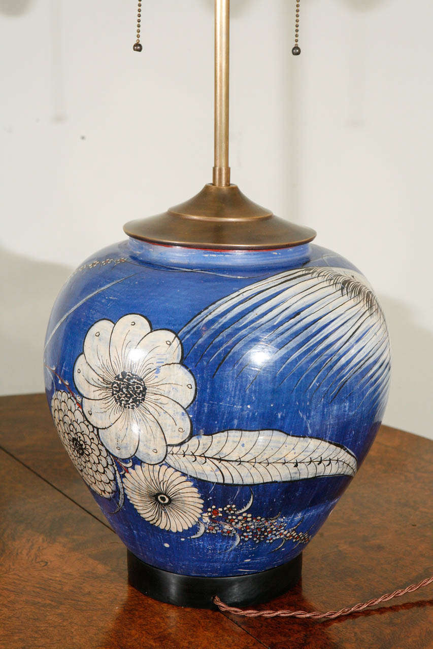 Pair of Tonola Mexican Vase Lamps 1