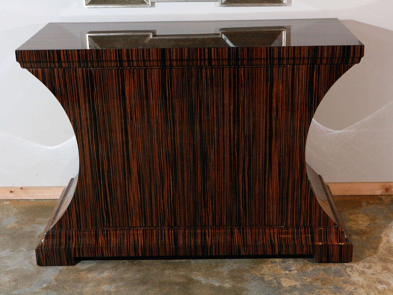 Macassar Art Deco style cabinet that can be utilized as a dry bar or buffet. Inquire for availability.