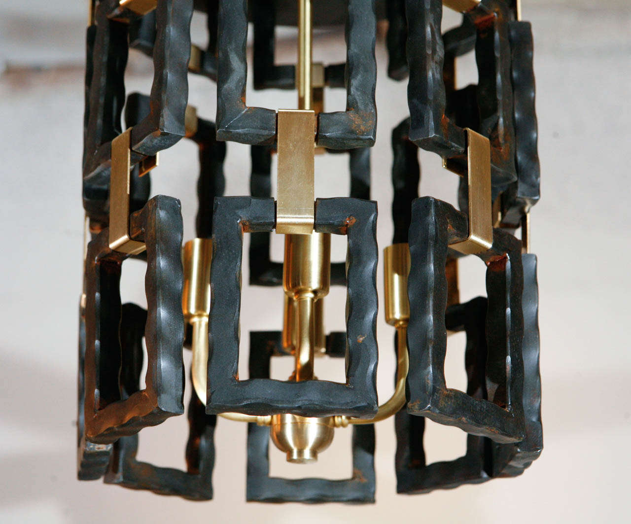 Organic Modern Paul Marra Link Fixture in Brass and Oil Rubbed Bronze For Sale