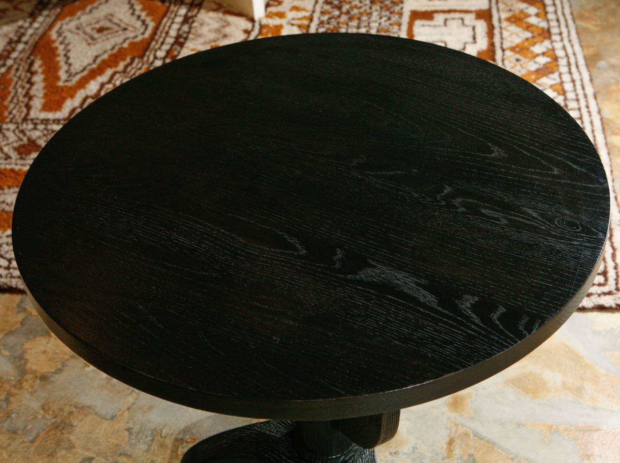 Distressed Ebonized Oak Side Table In Excellent Condition In Los Angeles, CA