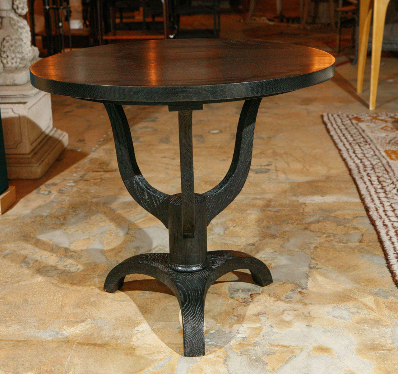 Distressed Ebonized Oak Side Table 2