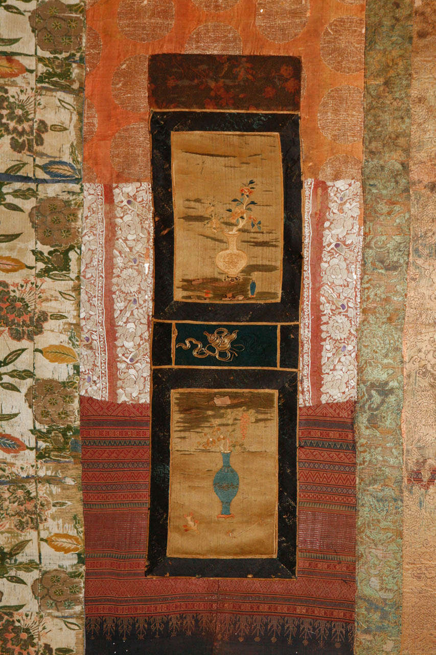 Large Framed Collage of Antique Chinese Fabrics at 1stdibs
