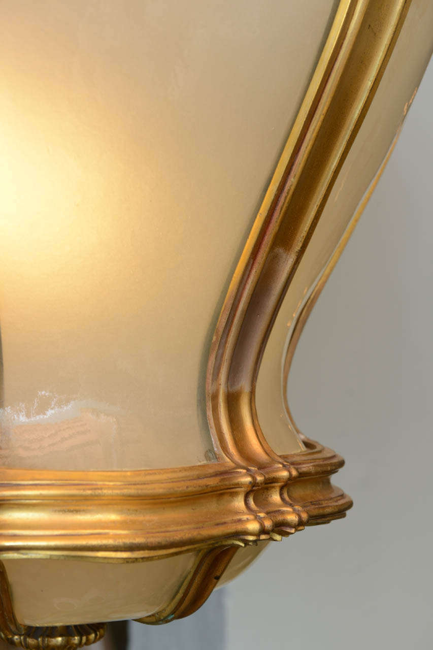 Exquisite and Massive Gilt Bronze and Frosted Glass Lantern by E. F. Caldwell 1