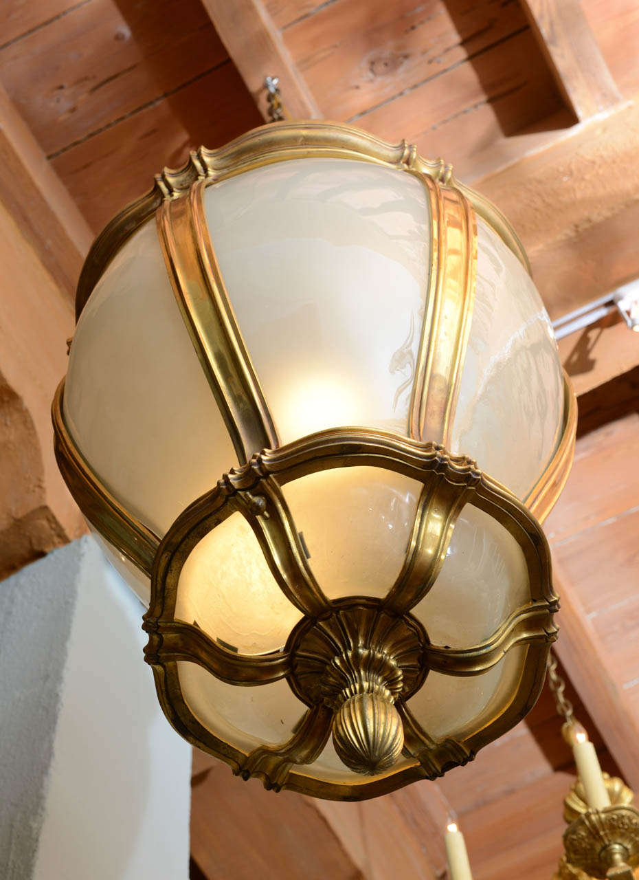 Exquisite and Massive Gilt Bronze and Frosted Glass Lantern by E. F. Caldwell 2