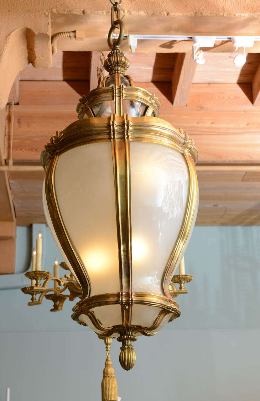 Exquisite and Massive Gilt Bronze and Frosted Glass Lantern by E. F. Caldwell 3