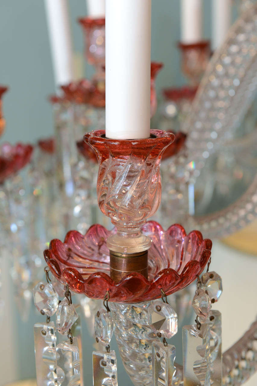 Crystal Massive and Rare, Red and Clear Baccarat Multi-Tiered Chandelier circa 1860