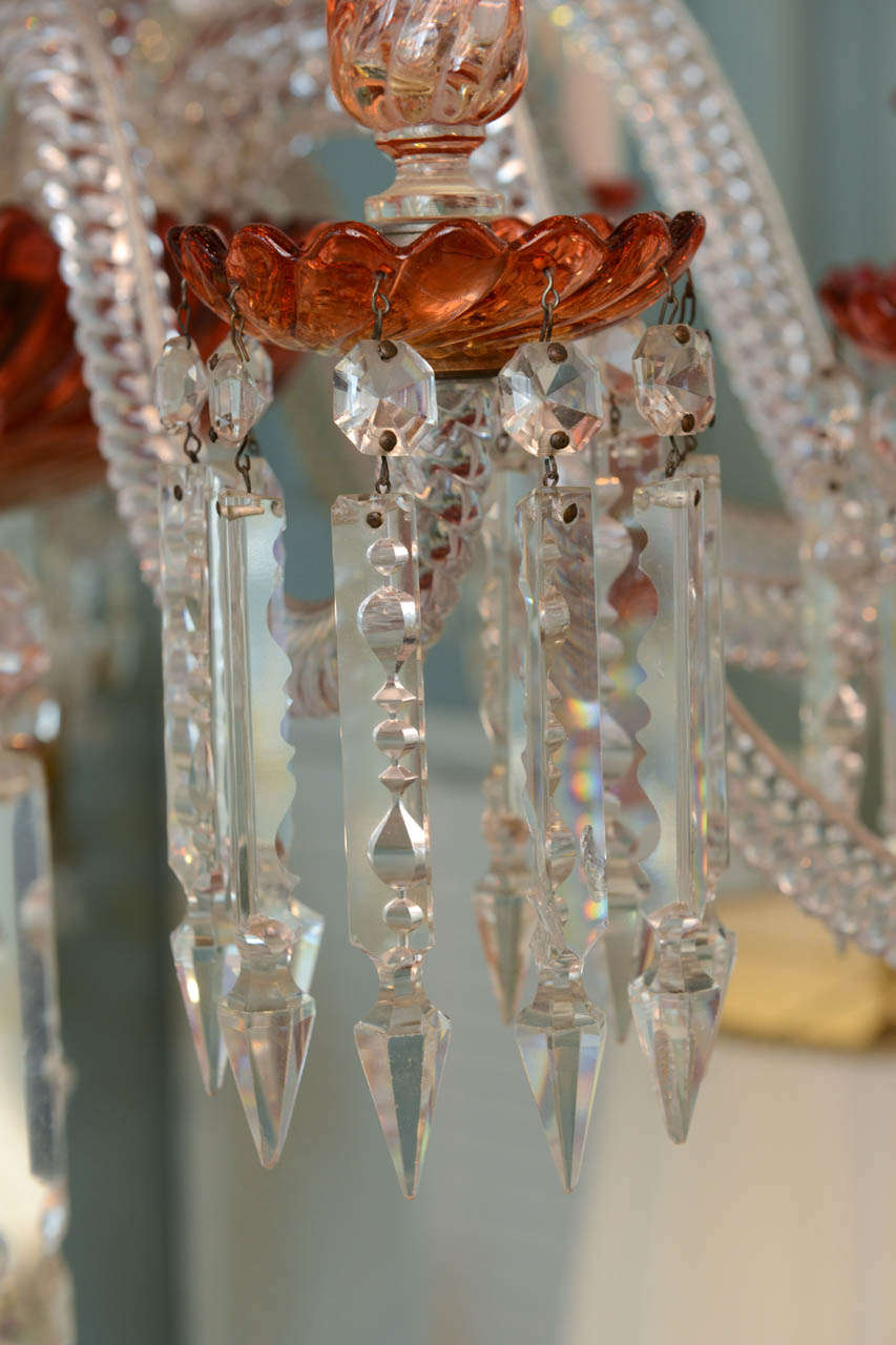 Massive and Rare, Red and Clear Baccarat Multi-Tiered Chandelier circa 1860 1