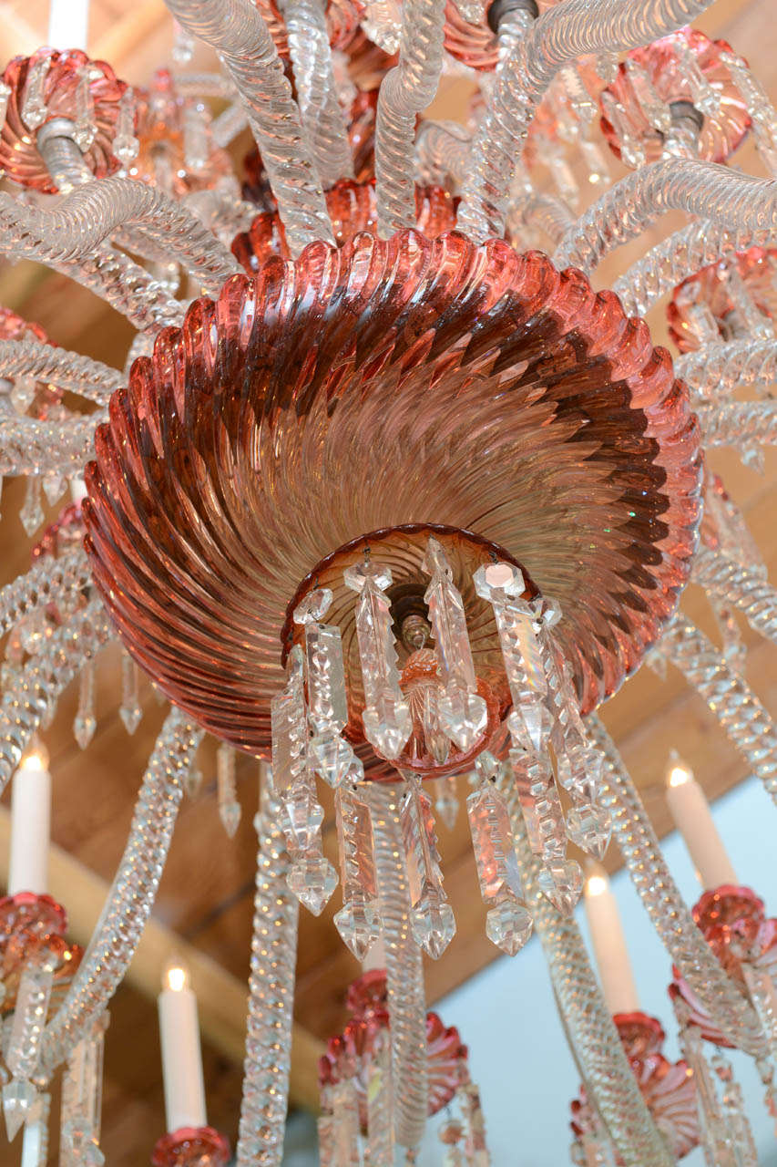 Massive and Rare, Red and Clear Baccarat Multi-Tiered Chandelier circa 1860 4