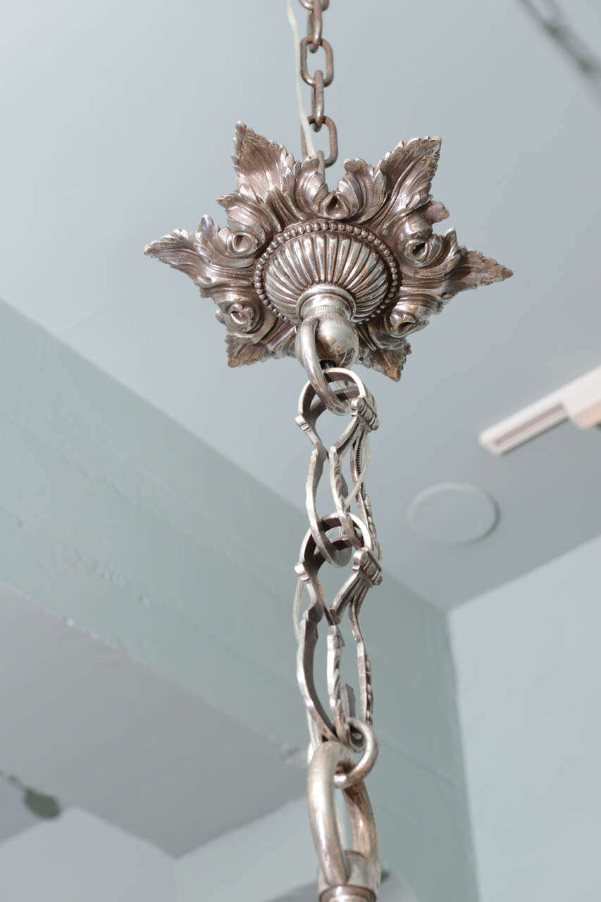 Elegant French Silvered Bronze Regence Style Chandelier, circa 1880 For Sale 2