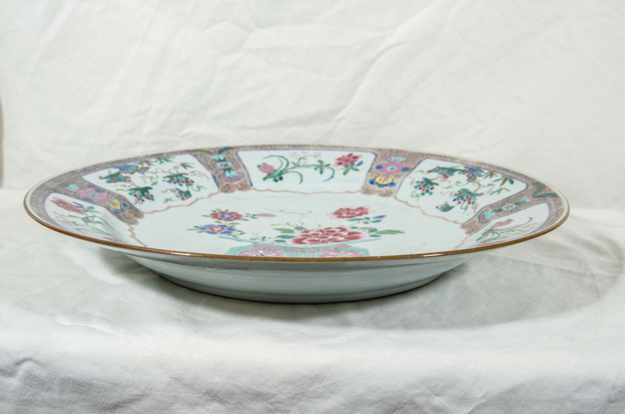 Large Antique Chinese Porcelain Famille Rose Charger 1