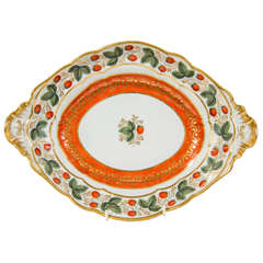 Large Flight & Barr Worcester Shaped Dish Decorated with Strawberries