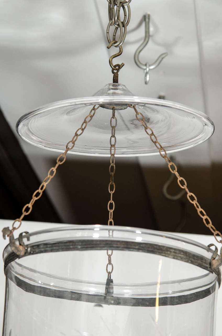 Neoclassical Antique English Glass Bell Lantern Made circa 1880