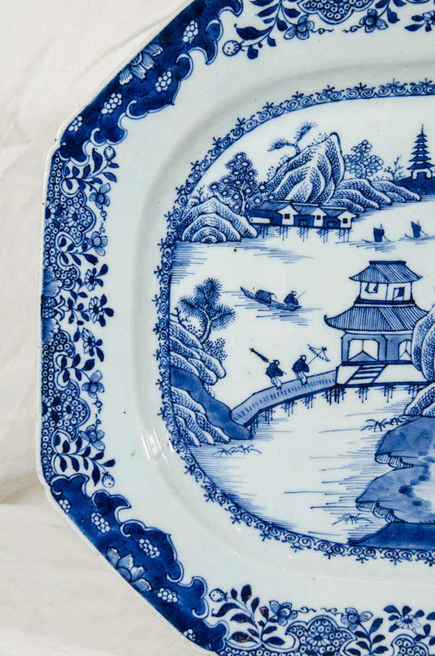 Chinese Export 18th Century Chinese Blue and White Porcelain Platter