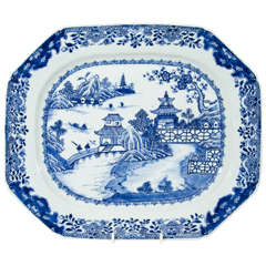 18th Century Chinese Blue and White Porcelain Platter