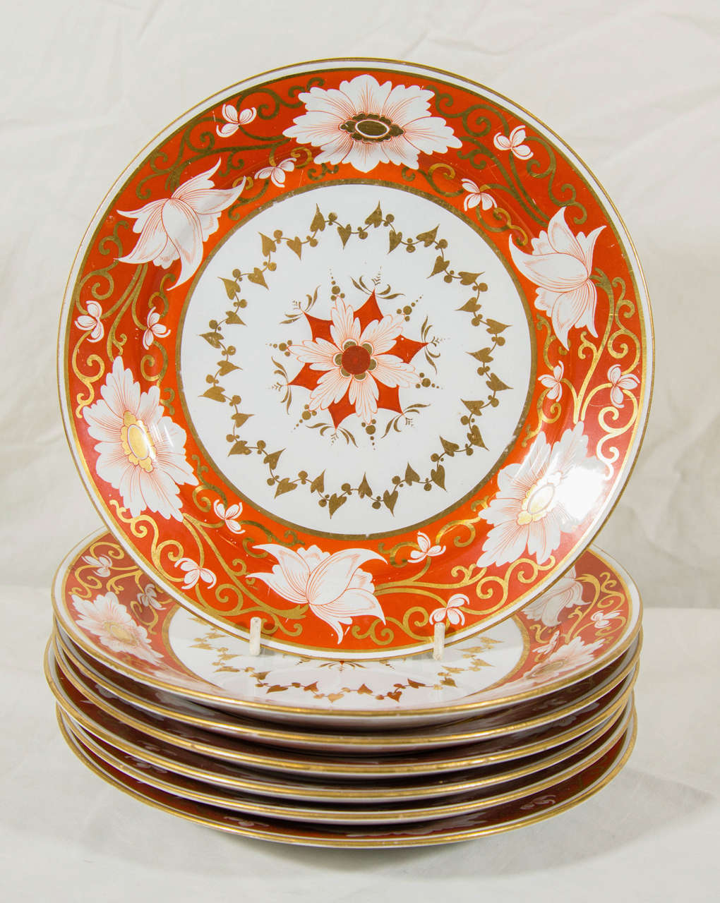 Set of a Dozen Chamberlain's Worcester Dishes with Orange Blossom Borders In Excellent Condition In Katonah, NY
