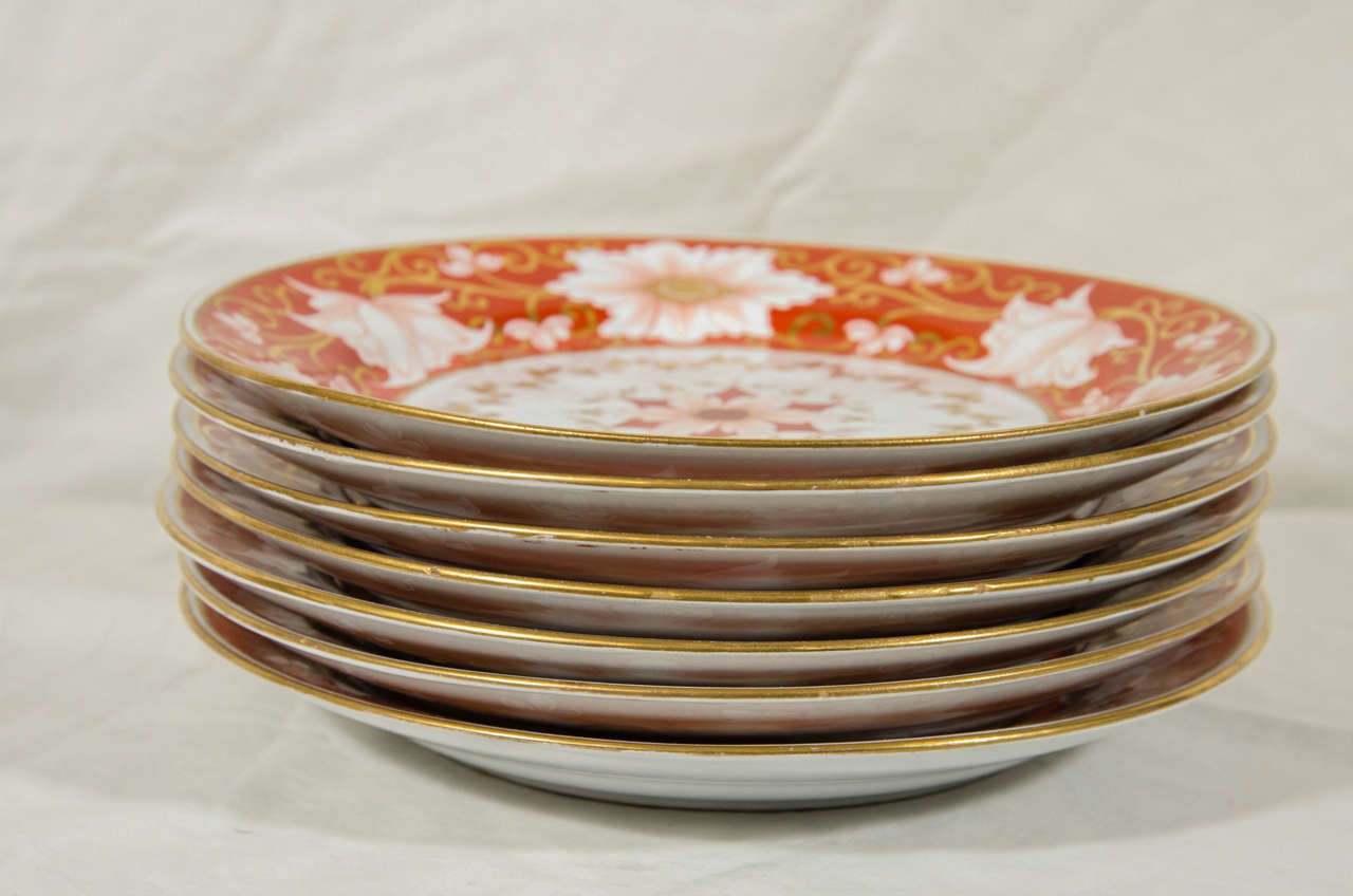 Set of a Dozen Chamberlain's Worcester Dishes with Orange Blossom Borders 1