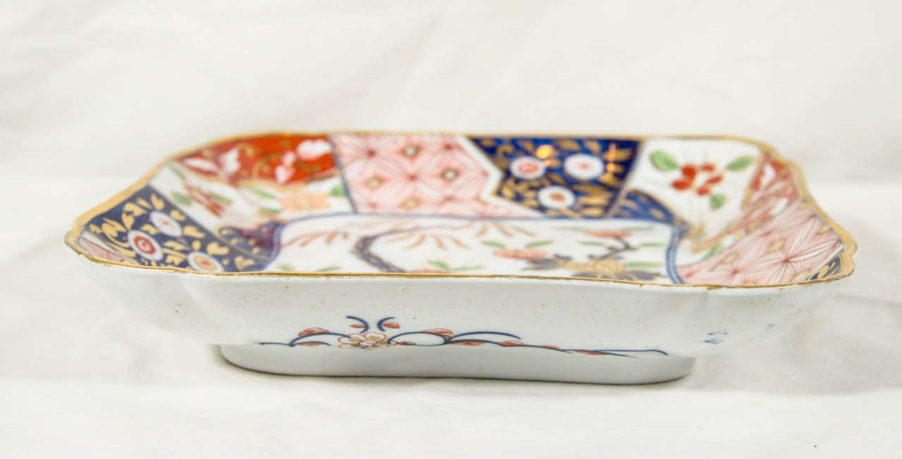 Porcelain Pair of Imari Inspired Rock and Tree Pattern Square Dishes