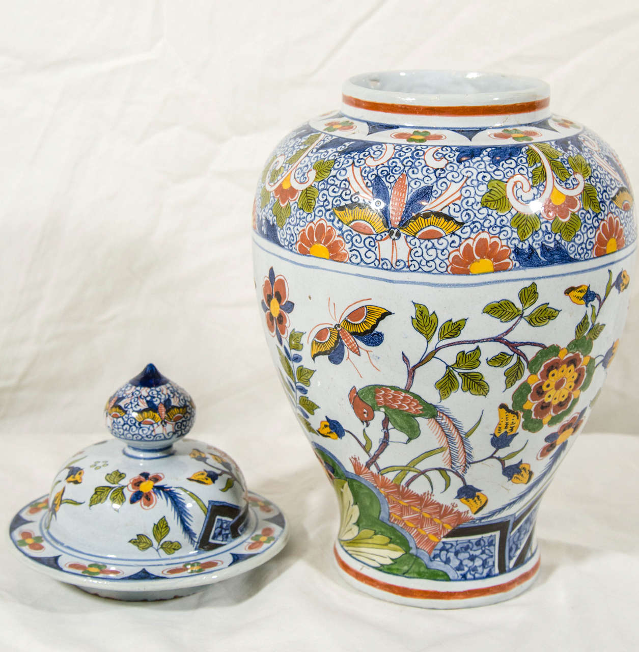 Pair of Antique Dutch Delft Covered Vases at 1stdibs