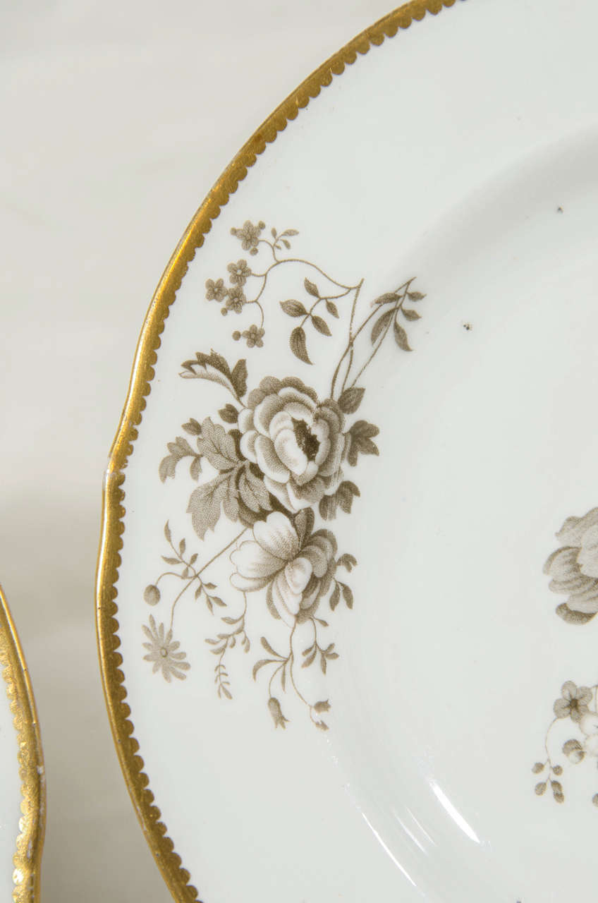 Antique Porcelain Dessert Dishes (Nine) Painted in Grisaille at 1stdibs